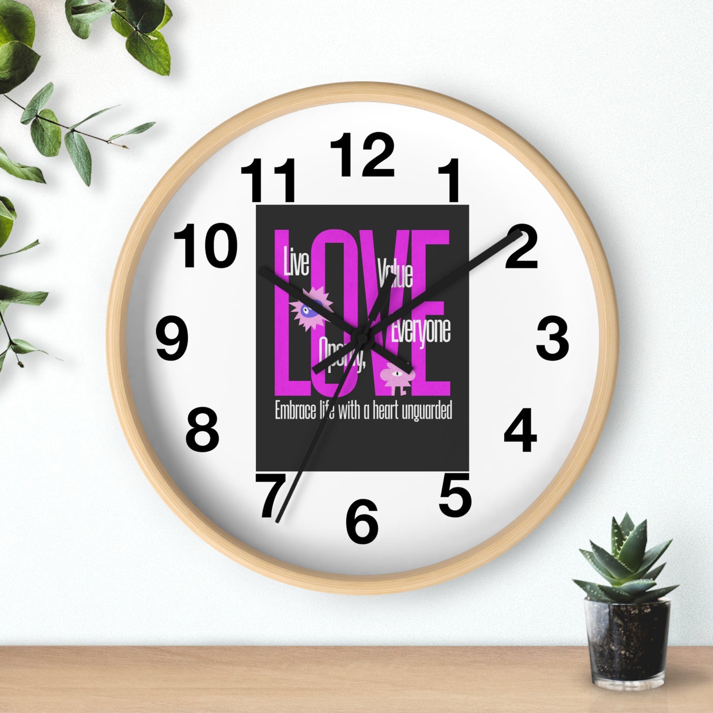 Wall Clock with Love Painting